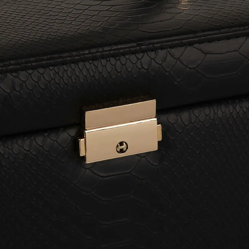 Classic Rectangle Faux Leather Jewelry Box with Snake Print | ZG091