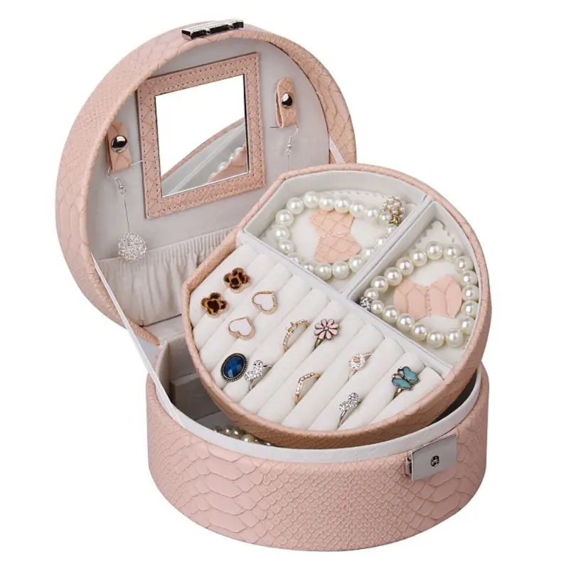 Half-Moon Crocodile Pattern Faux Leather Jewelry Box | ZG007