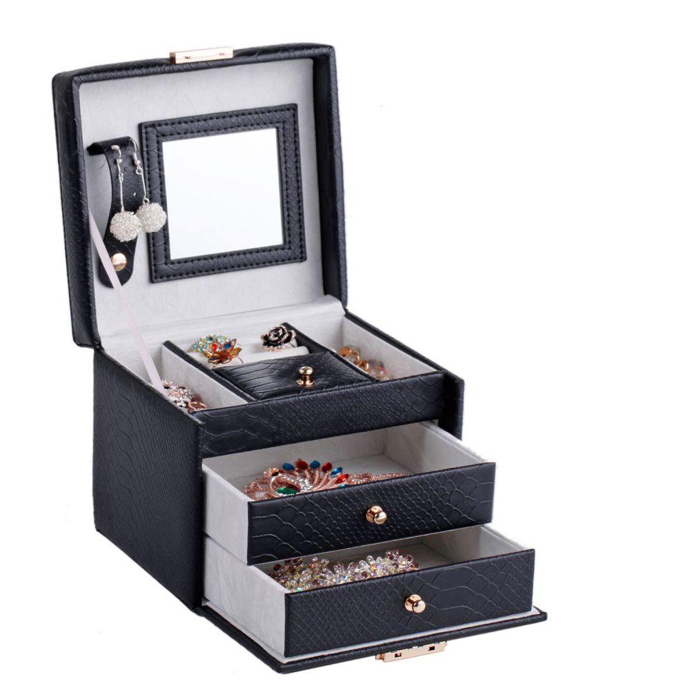 Stylish and Convenient Square Portable Jewelry Box | ZG075